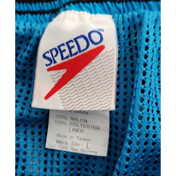 Speedo Men's Swim Trunks Size Large Blue Green Tropical Lined Elastic Waist EUC - Picture 3 of 4